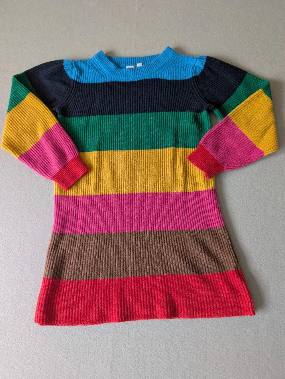 Gap Girls Rainbow Colorblock Stripe Knit Sweater Dress Cotton Blend Sz XL 12